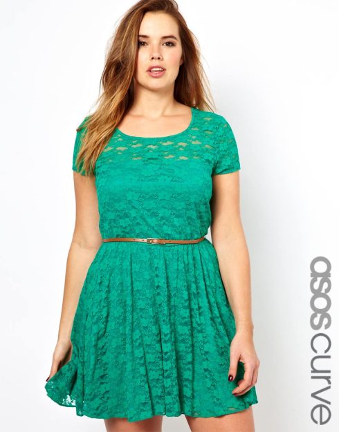 ASOS Curve Lace Skater Dress with belt $49.11 from ASOS